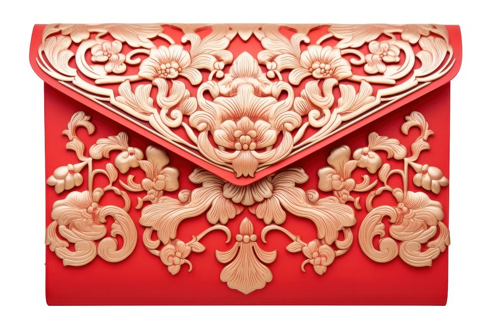 Chinese red envelope symbol white background handbag. AI generated Image by rawpixel.