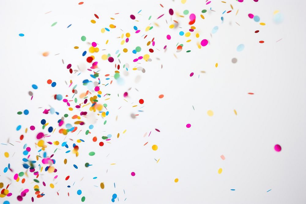 Colored confetti flying backgrounds white background celebration. AI generated Image by rawpixel.