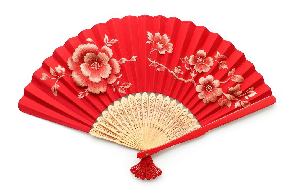 Chinese hand fan Chinese new year chinese new year white background. AI generated Image by rawpixel.
