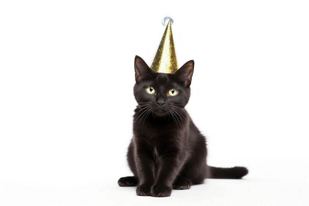 Cat party hat mammal animal. AI generated Image by rawpixel.