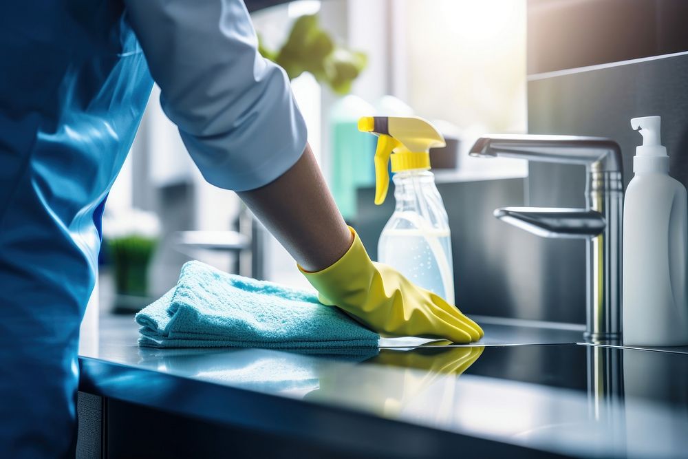 Cleaner wearing cleaning gloves kitchen sink cleanliness. AI generated Image by rawpixel.