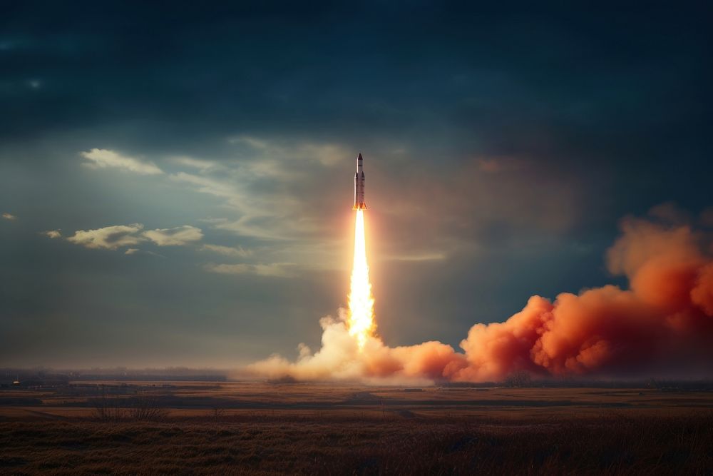 Rocket launch missile spacecraft technology. AI generated Image by rawpixel.