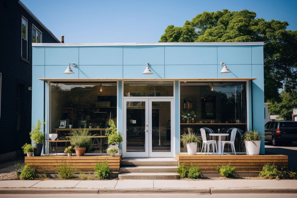 Small business exterior architecture restaurant building. AI generated Image by rawpixel.