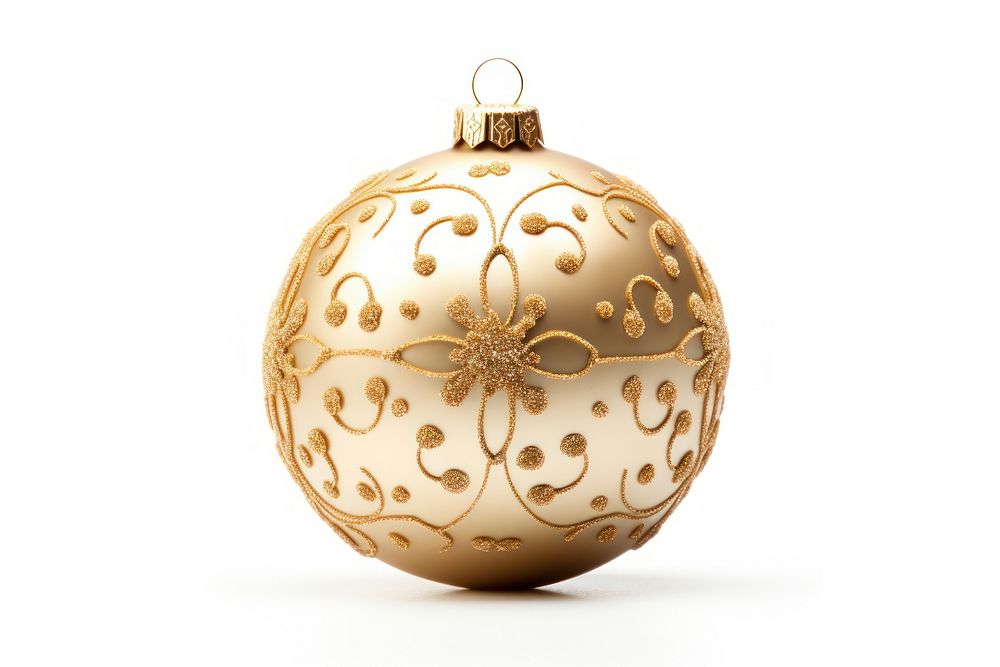 Gold christmas ball white background celebration accessories. AI generated Image by rawpixel.