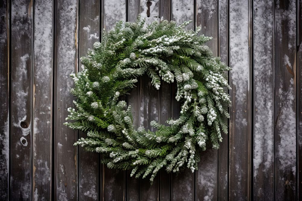 Christmas wreath plant green wood. AI generated Image by rawpixel.