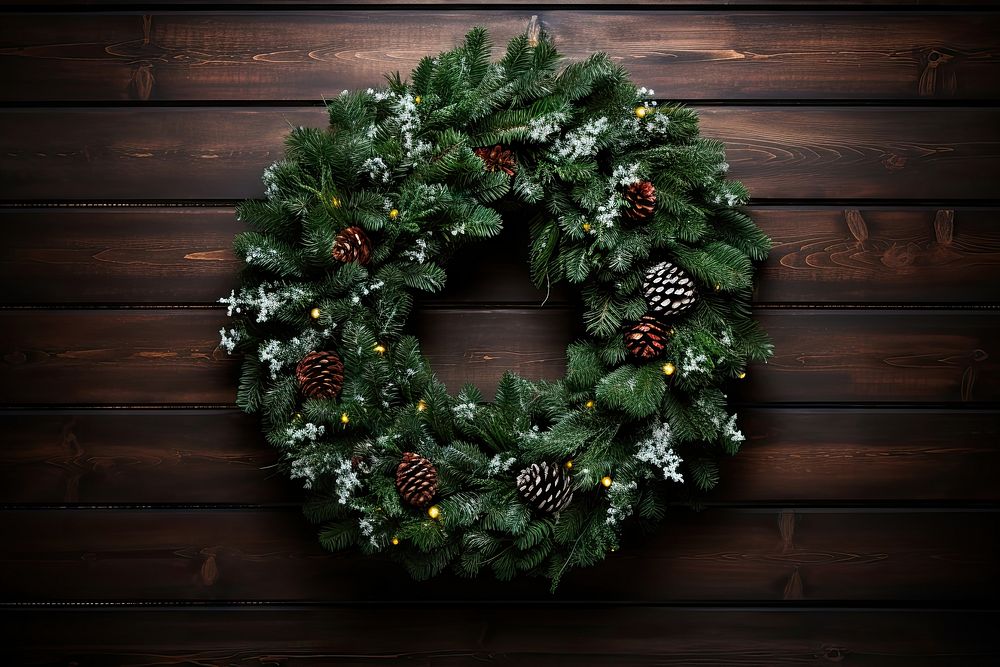 Christmas wreath green illuminated celebration. AI generated Image by rawpixel.