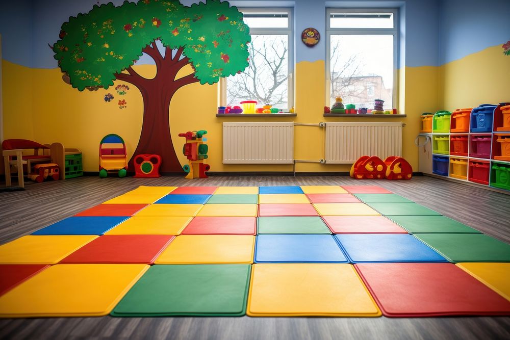 Daycare floor mat kindergarten furniture architecture. AI generated Image by rawpixel.