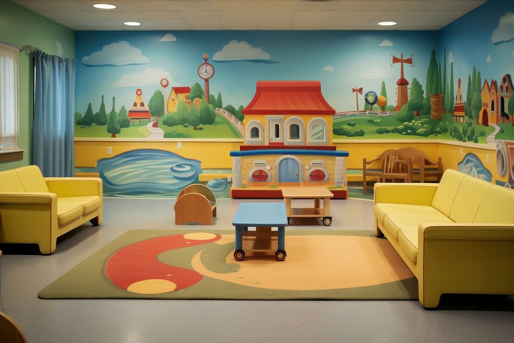 Daycare room architecture furniture building. AI generated Image by rawpixel.