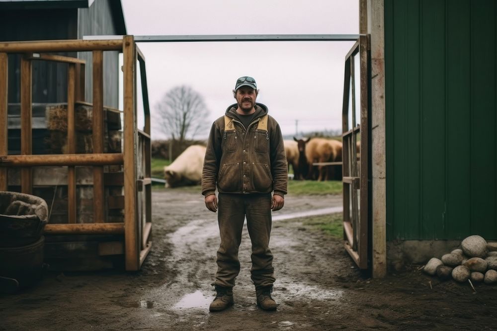 Farmer standing adult architecture. AI generated Image by rawpixel.