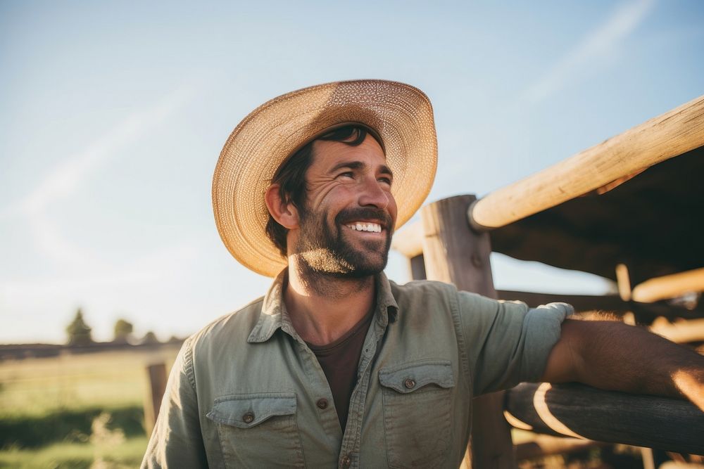 Farmer laughing portrait outdoors. AI generated Image by rawpixel.