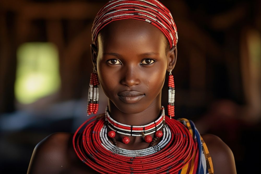 Kenyan woman necklace jewelry tribe. AI generated Image by rawpixel.