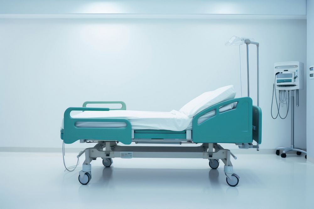 Hospital bed stretcher furniture clinic. AI generated Image by rawpixel.