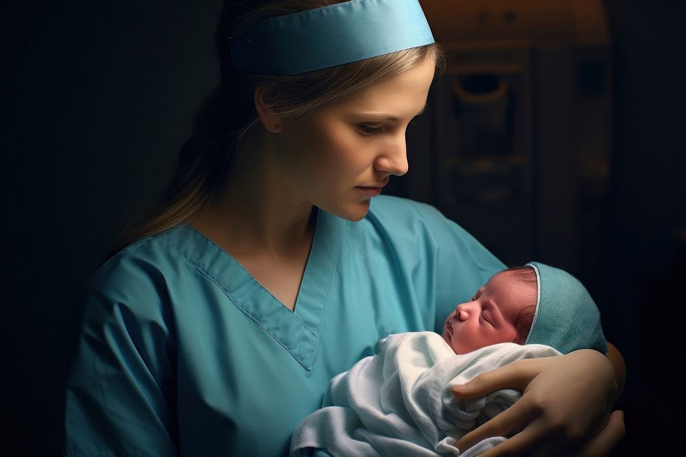 Nurse baby childbirth hospital. AI generated Image by rawpixel.