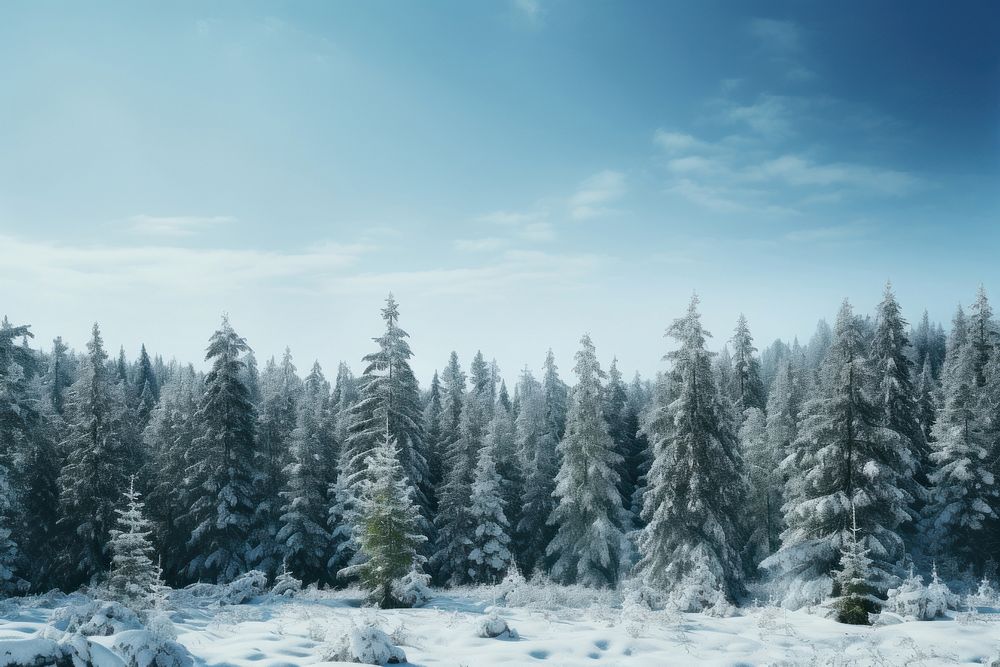 Snow On Pine Trees tree snow landscape. AI generated Image by rawpixel.