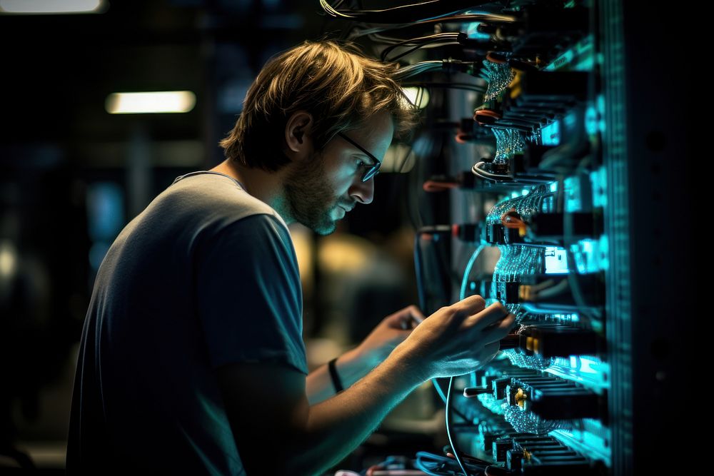 Server engineer computer adult concentration. AI generated Image by rawpixel.