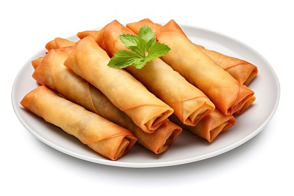 Chinese spring rolls Chinese new year plate food. AI generated Image by rawpixel.