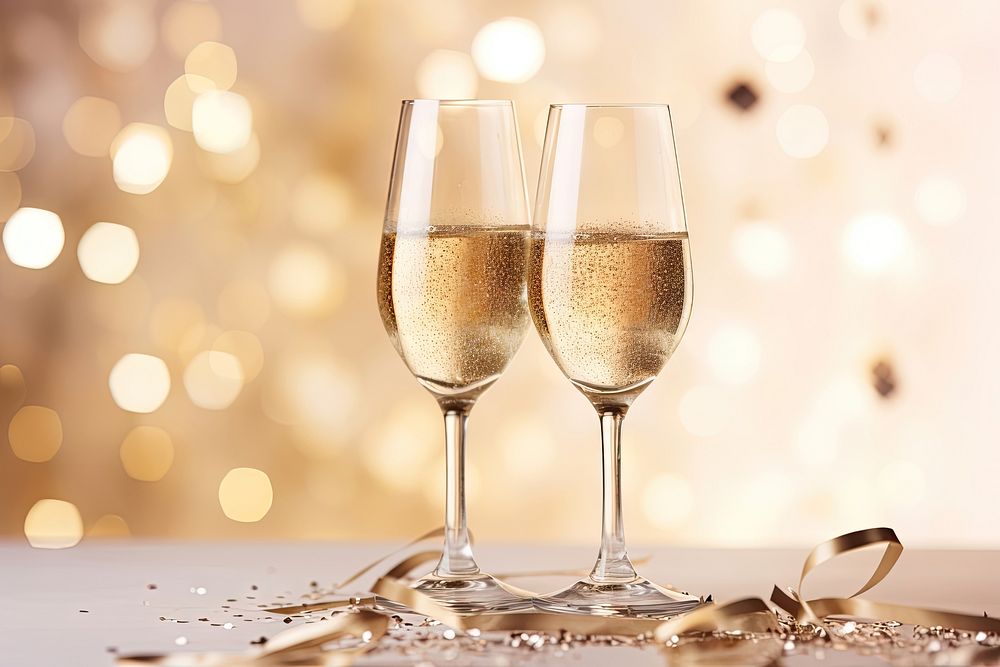 Champagne glass drink gold. AI generated Image by rawpixel.