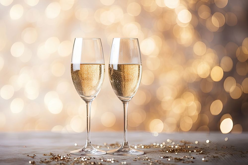 Champagne glasses drink wine gold. AI generated Image by rawpixel.