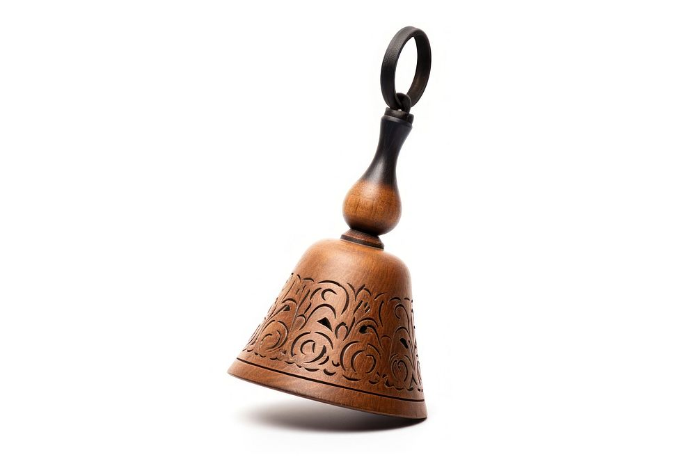 Typical hand bell wood white background tradition. AI generated Image by rawpixel.