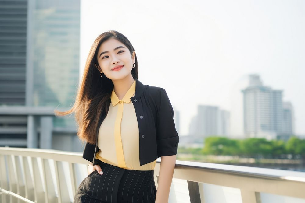 Young Thai business woman outdoors city day. AI generated Image by rawpixel.