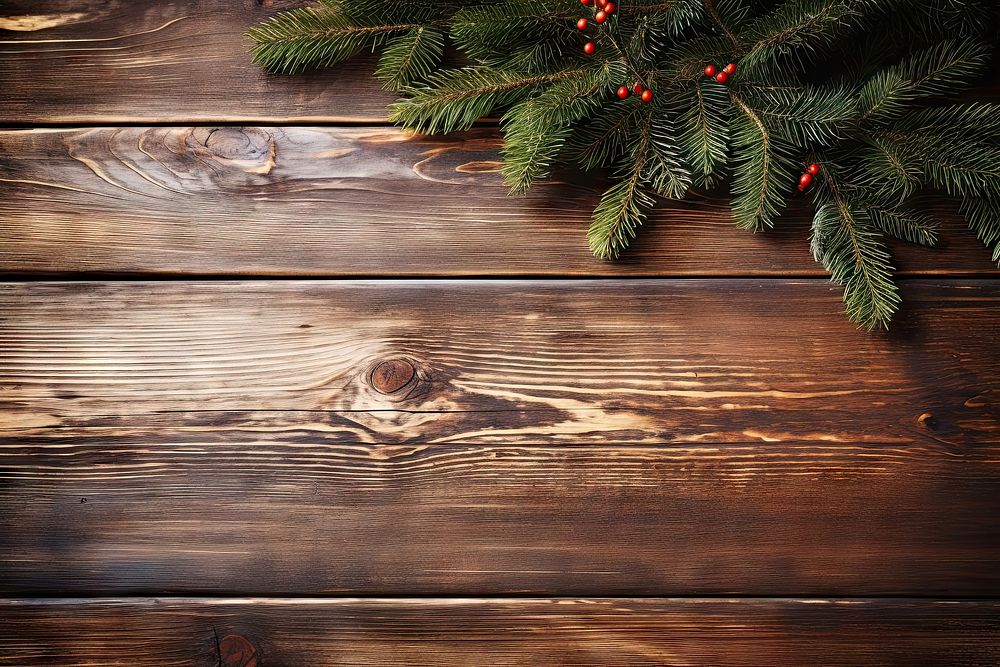 Christmas wooden table tree backgrounds. AI generated Image by rawpixel.