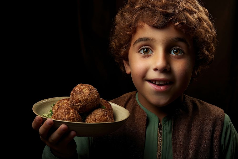 Arabian plump boy food child freshness. AI generated Image by rawpixel.