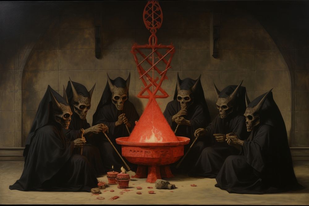 A satanism ritual painting architecture art. 