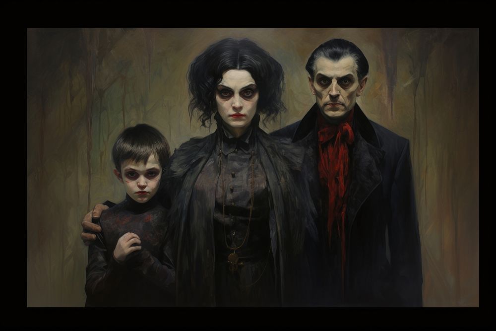 A vampire family painting portrait adult. AI generated Image by rawpixel.