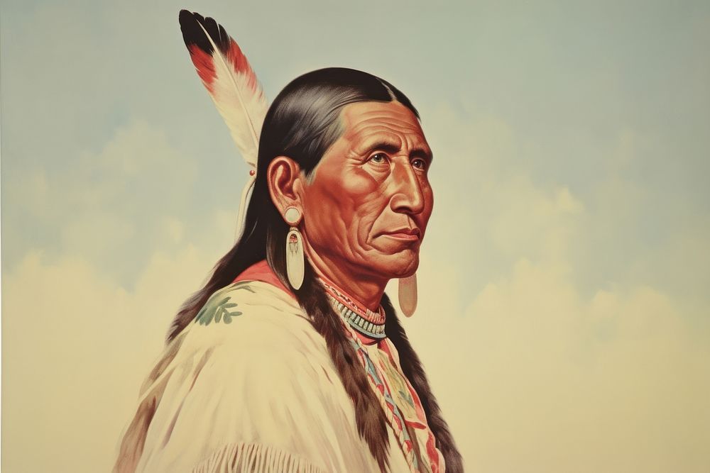 Native american tribe leader painting adult art. AI generated Image by rawpixel.