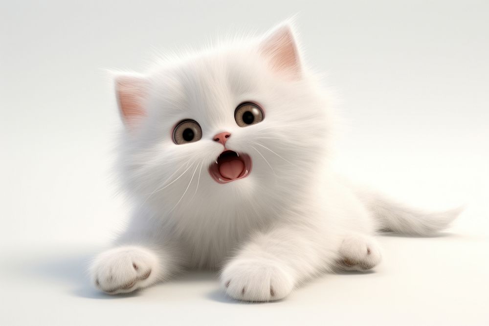 A playful white kitten mammal animal pet. AI generated Image by rawpixel.