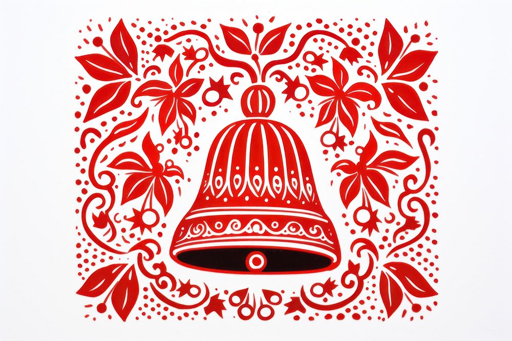 Christmas bell pattern art red. AI generated Image by rawpixel.