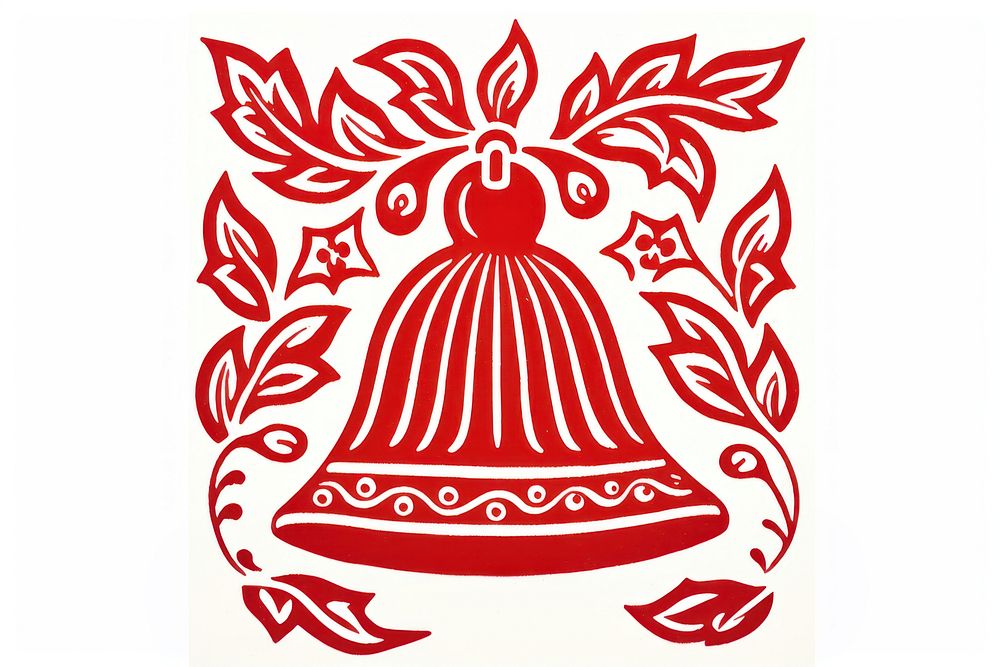Christmas bell pattern logo red. AI generated Image by rawpixel.