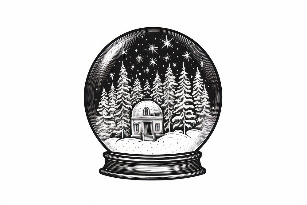 Snow globe christmas architecture illuminated. AI generated Image by rawpixel.