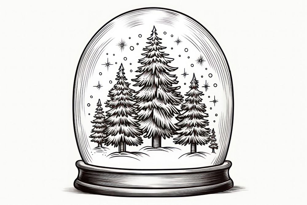 Snow globe christmas drawing sketch. AI generated Image by rawpixel.