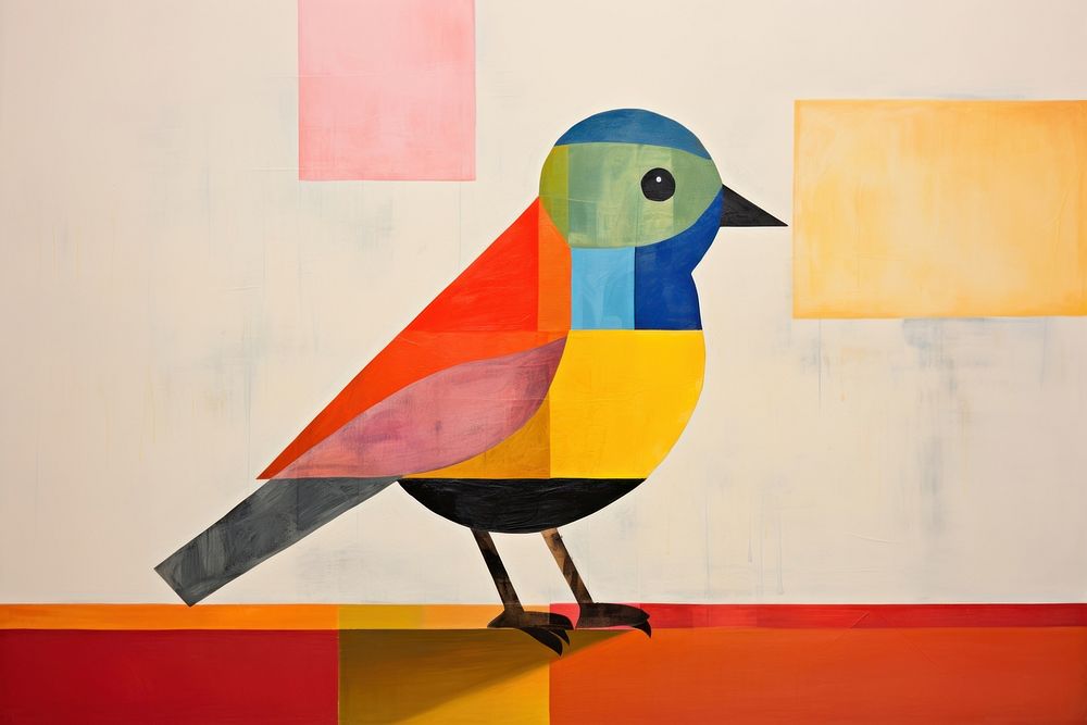 Simple bird art painting animal. AI generated Image by rawpixel.