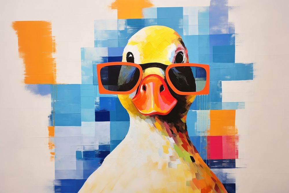 Simple duck art sunglasses painting. AI generated Image by rawpixel.