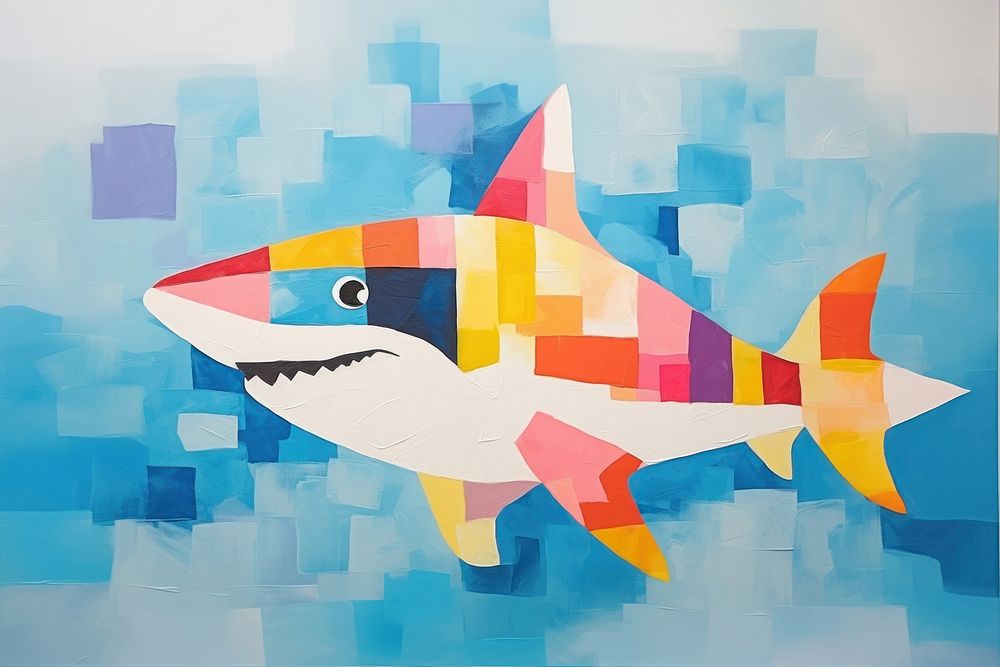 Simple shark art painting animal. AI generated Image by rawpixel.