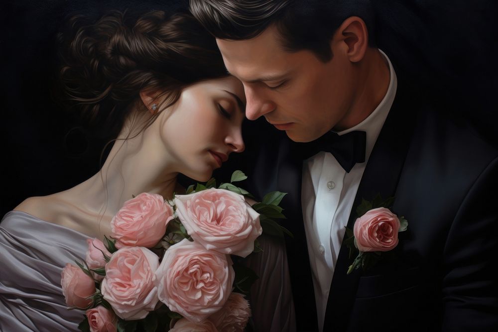 Rose flower bouquet portrait wedding adult. AI generated Image by rawpixel.