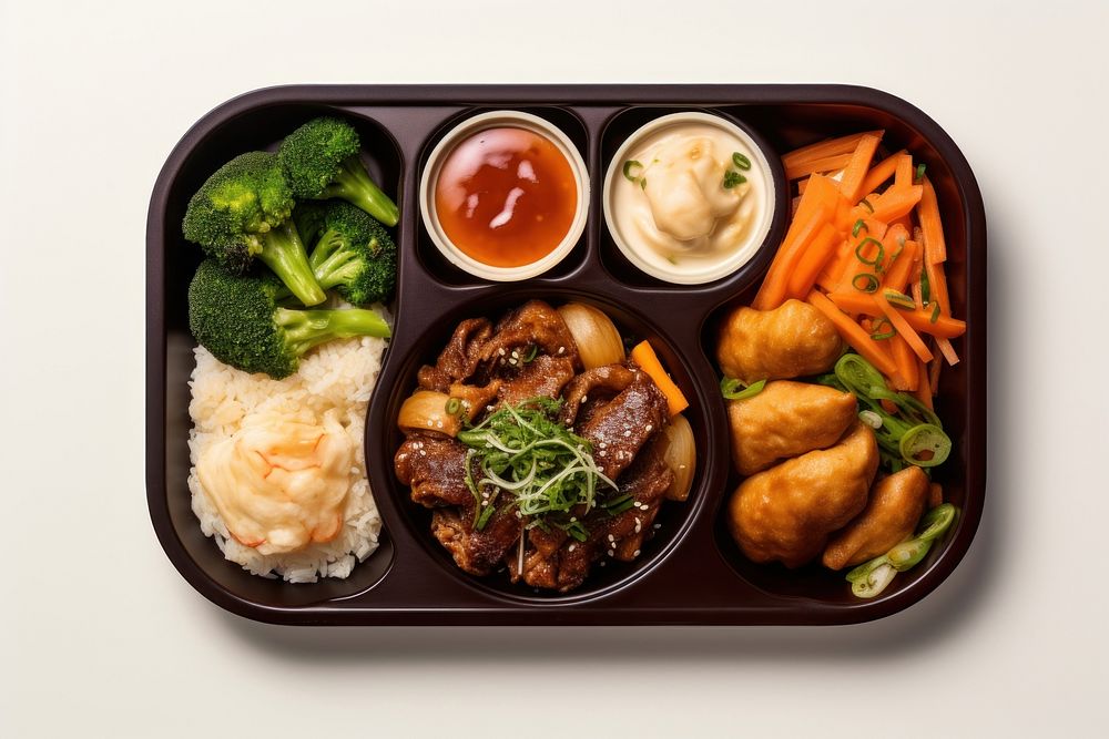 A taiwanese meal tray lunch food meat. AI generated Image by rawpixel.