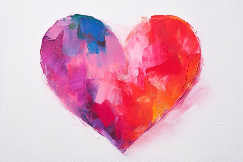 Rainbow heart painting acrylic paint creativity. AI generated Image by rawpixel.