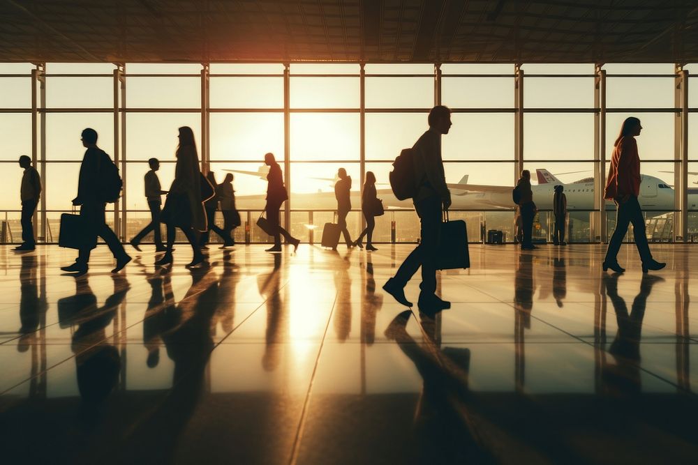 Airport walking silhouette people. AI generated Image by rawpixel.