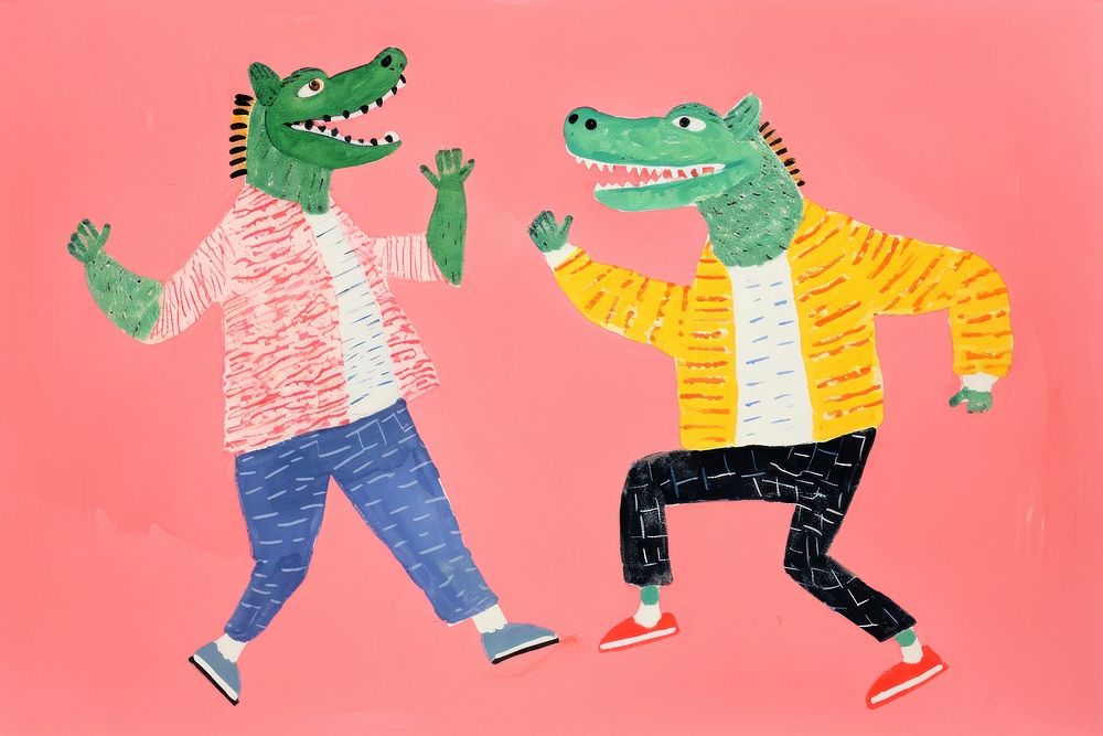 Dancing crocodiles, animal paper craft | Free Photo Illustration - rawpixel