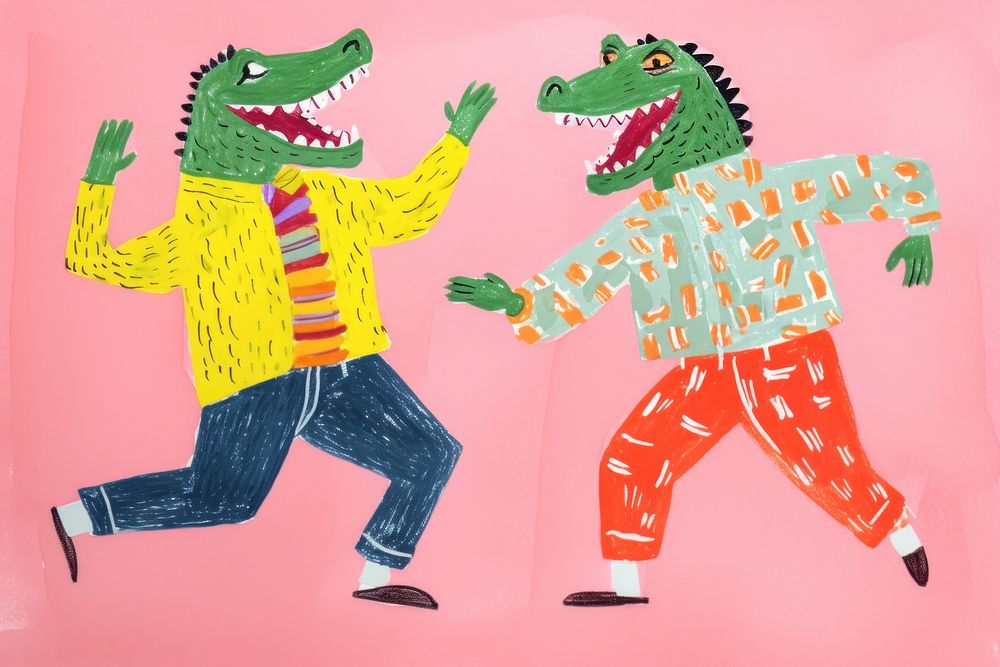 Dancing crocodile, animal paper craft illustration