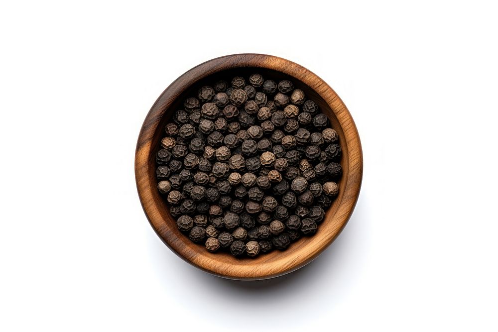 A small black pepper bowl spice food white background. AI generated Image by rawpixel.