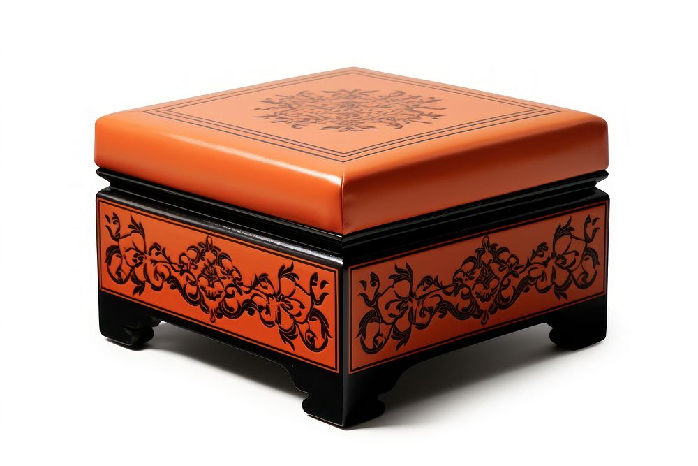 Asian style storage ottoman furniture box white background. AI generated Image by rawpixel.