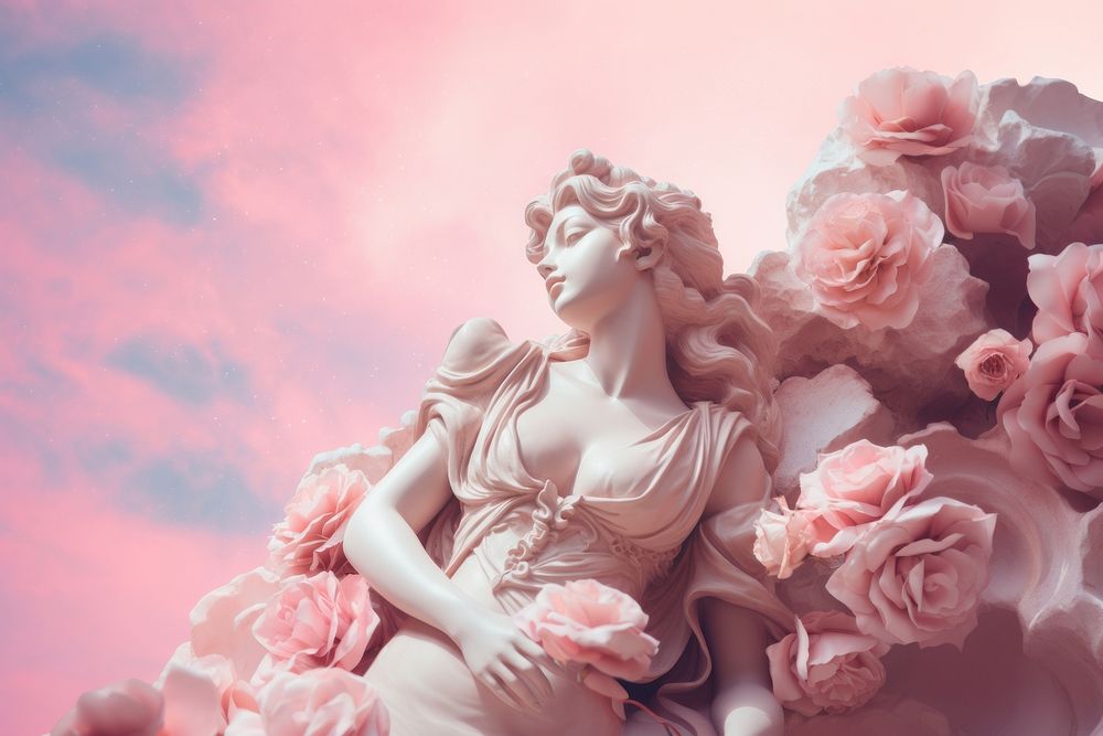 Rose flower statue angel. AI generated Image by rawpixel.