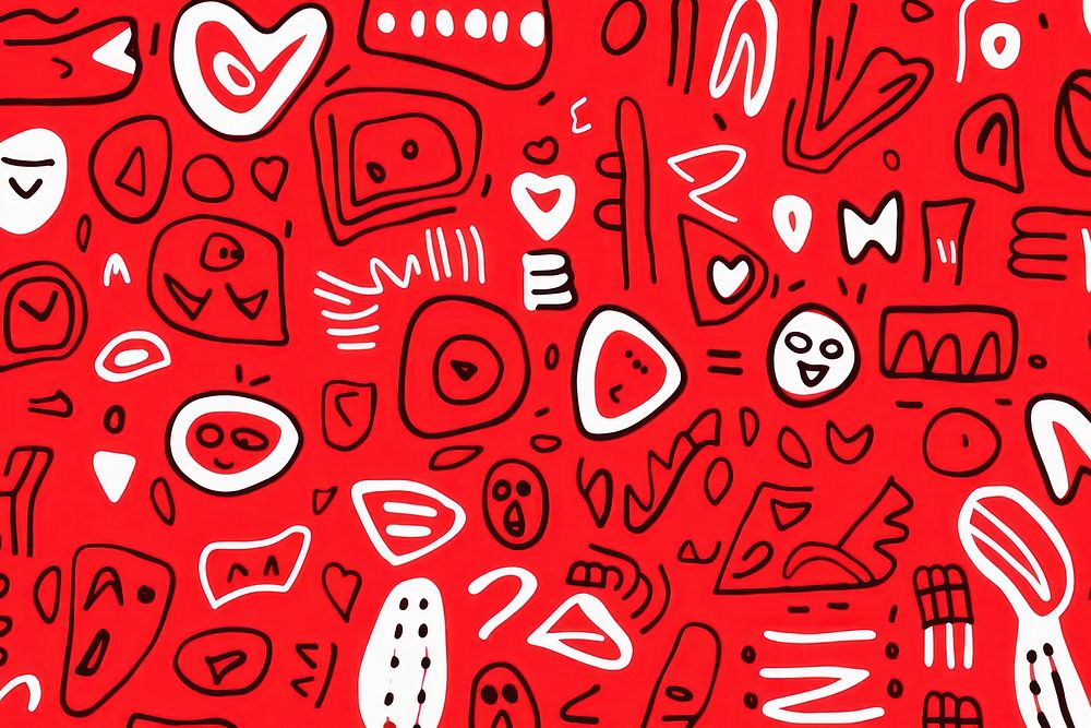 Fun red line doodle pattern backgrounds abstract. AI generated Image by rawpixel.