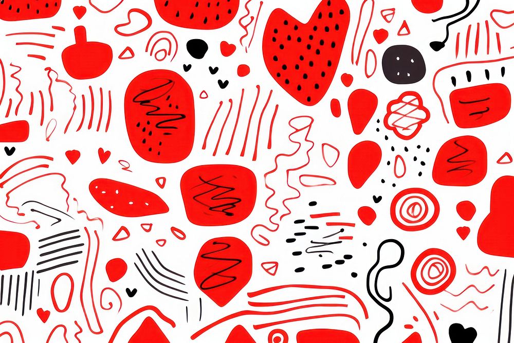 Fun red line doodle pattern art backgrounds. AI generated Image by rawpixel.