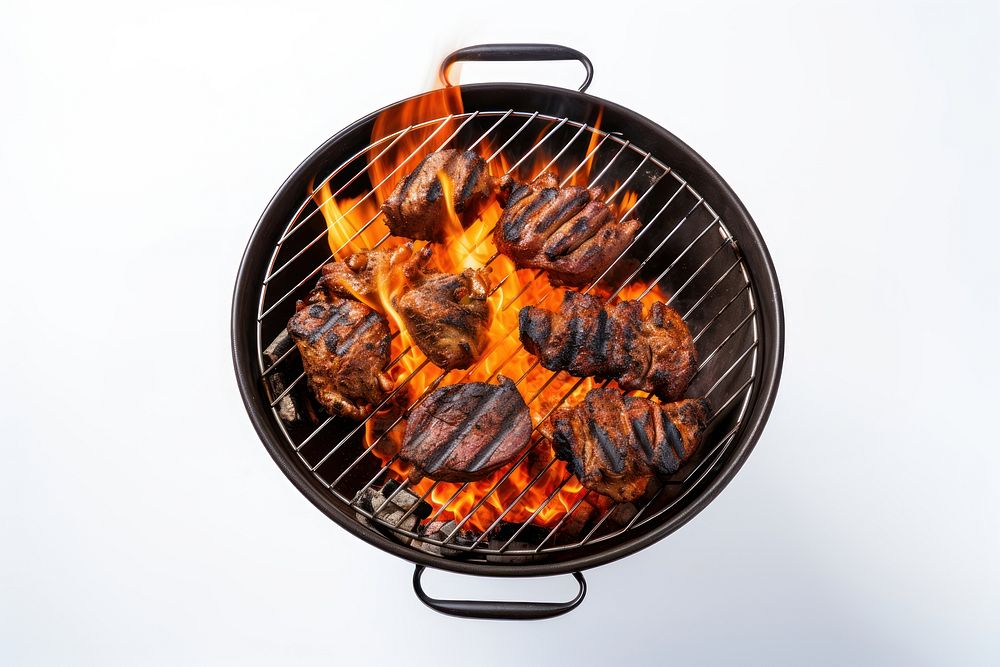 BBQ chacoal grill grilling cooking meat. AI generated Image by rawpixel.