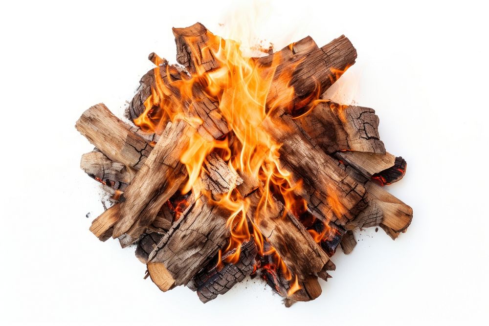 Campfire bonfire wood white background. AI generated Image by rawpixel.